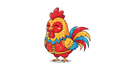 chinese new year rooster cartoon © Free vector