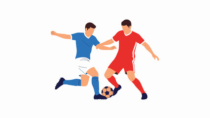 Obraz premium Two football players competing for ball possession