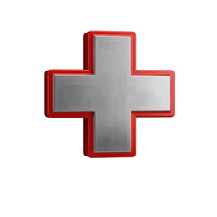 Red cross sign isolated on transparent background