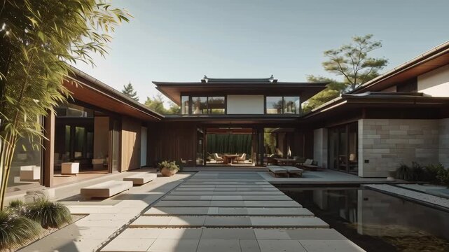 Zen Retreat - A Modern Japanese-Inspired Home with Serene Garden.