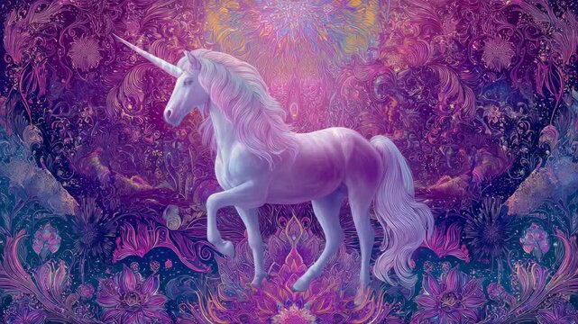 Holographic fantasy rainbow unicorn, A holographic unicorn with a rainbow mane and tail