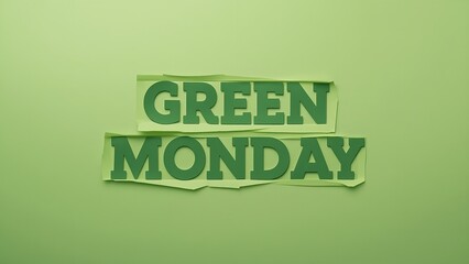 A creative Green Monday sign on a green background