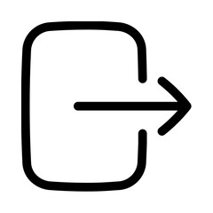 Minimalist Logout Icon &ndash; Thin Line Art Exit Symbol with Door and Arrow for Sign Out, Leave, and Security UI &ndash; Modern Navigation Interface Graphic for Web and Mobile Apps Vector Illustration.