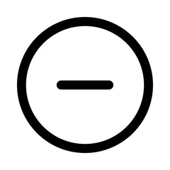 Minimalist Black Minus Icon in Circle &ndash; Modern Outline Vector Symbol for Remove Item, Delete Task, Negative Decrease, and Digital User Interface UI Design Element