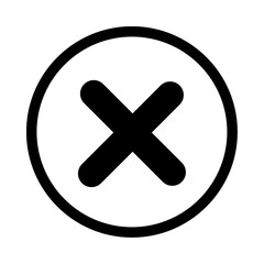 Minimalist Black Close Icon in Circle &ndash; Modern Vector Symbol for Cancel Action, Delete, Remove, Exit, and Digital User Interface UI Design Element
