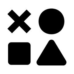 Minimalist Gaming Controller Buttons Icon; Black Silhouette of Cross, Circle, Square, and Triangle Symbols for Video Game Interface, Console Controller, and Gamer Branding isolated on White Background
