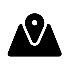 Minimalist Map Pin Location Icon; Black Vector Graphic Symbol of a Navigation Marker on a Stylized Map Plane for GPS, Destination Tracking, and Travel Apps isolated on White Background