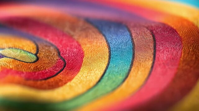 Closeup of a vibrant highresolution logo printed on smooth polyester fabric highlighting sharp details and vivid colors in medium shot.