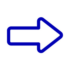 Minimalist Blue Outline Right Arrow Vector Icon with Rounded Corners for Modern E-commerce Web Navigation, Digital Interface UX Design, and App User Progress Button