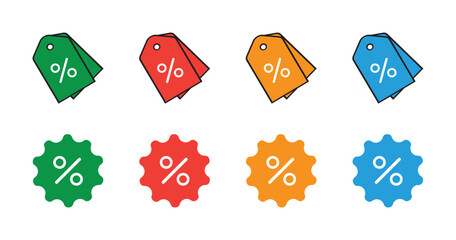 Discount Percentage Icon Set Isolated on Transparent Background