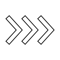 Minimalist Triple Chevron Right Arrow Icon for Modern UI/UX Web Navigation and Digital Interface Design
