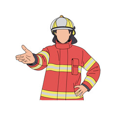 Fototapeta premium Firefighter in Uniform with Hand Extended Offering Assistance