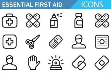 Emergency Medical First Aid Icons Outline Collection