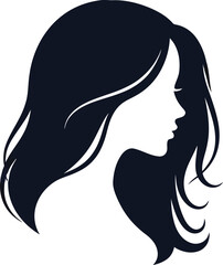 Silhouette of a woman s head with long hair