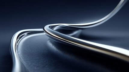 Smooth Silver Metal Wire Curving and Reflecting Light chrome metallic photo