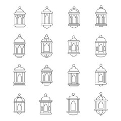 Ramadan Lantern Line Art Elements &ndash; Islamic Fanous Vector Set