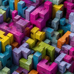 Vibrant 3D Abstract Geometric Cubes and Shapes in a Chaotic Arrangement image photo