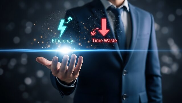 Businessman optimizing efficiency and reducing time waste in modern workspace - Powered by Adobe