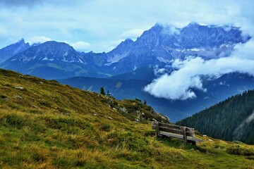 Austrian Alps - outlook of the massif Dachstein from Rossfeld
