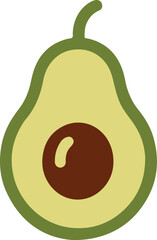 Avocado Half Vector Illustration with Seed in Flat Minimal Style