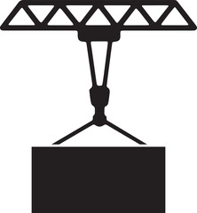 Construction Crane Lifting Equipment Icon Solid Black Industrial Vector