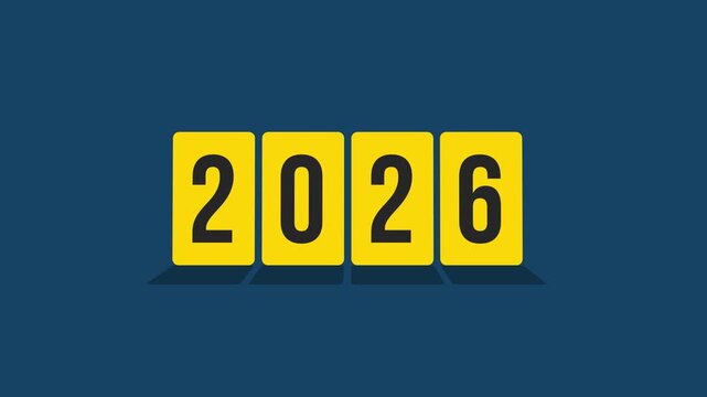 2026 New Year 3D Number Blocks &ndash; Clean Corporate Motion Background