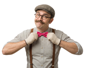 Funny Man with Moustache and Bow Tie