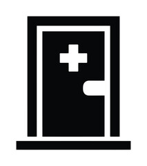 Obraz premium Vector icon of door with a plus sign for medical facilities