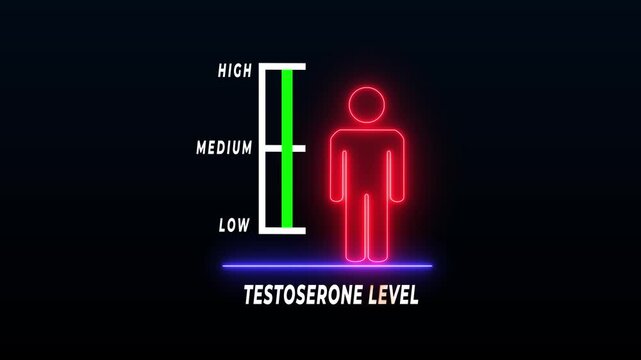 4K Neon Testosterone Level Indicator Male Hormone Concept Animation