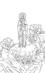 Obraz premium Coloring page with Saint Anastasia Serbian in Byzantine style