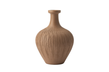 Elegant brown ceramic vase with textured surface