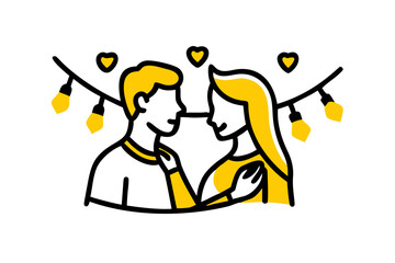 Couple dancing under lights