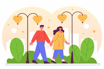 Couple walking in park