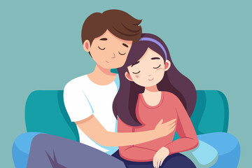 Couple sharing a tender moment on couch