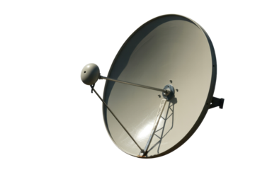 Satellite dish antenna on black