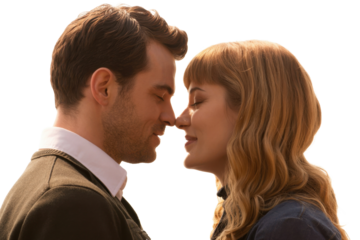 Romantic couple touching noses