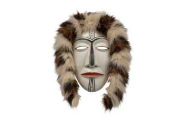 African mask with fur, isolated