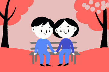 Children holding hands in park