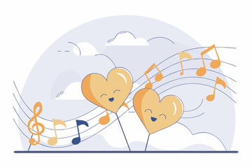 Hearts dancing to melodic rhythm