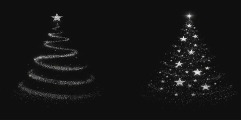 An abstract Christmas tree vector illustration featuring stars and snowflakes for a merry holiday greeting card design