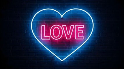Neon heart outline with “LOVE” text