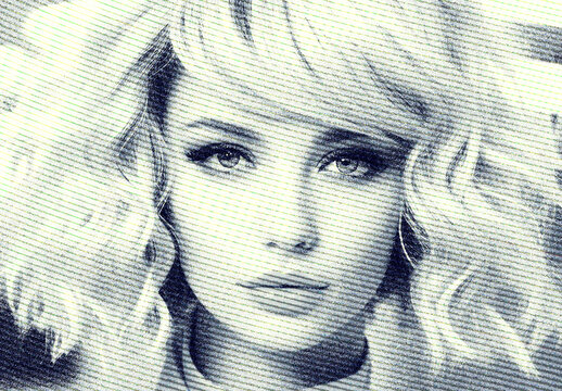 Blue And Beige Retro Engraved Photo Effect