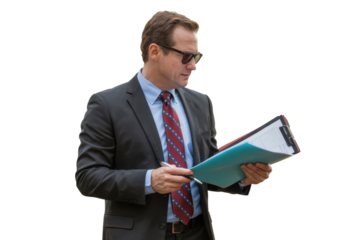 Businessman with Clipboard Isolated