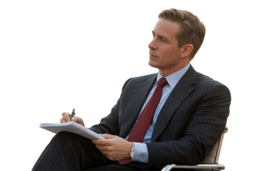 Businessman Writing Isolated