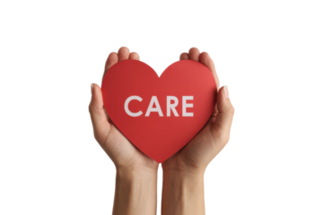 Care Concept: Hands Holding Red Heart