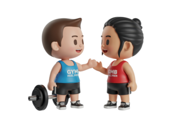 Cartoon Gym Buddies High-Five