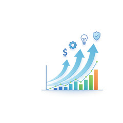 senior_thought A professional vector illustration of a successful business finance growth chart featuring an upward arrow and bar graph concept to symbolize market data progress and profit