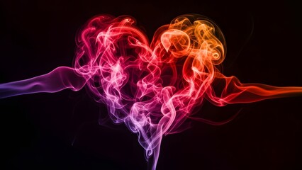 Vibrant heart shaped plasma with gradient colors on black background