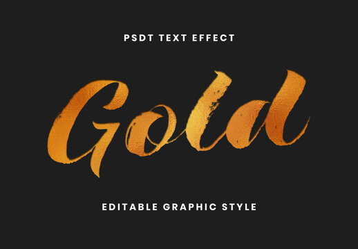 Gold Hot Foil Stamp Text Effect Shiny Painted Grunge Font