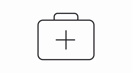 Clean and minimal black and white medical kit icon in vector format. Perfect for healthcare apps, emergency services, medical websites, first aid instructions, and professional design projects. 